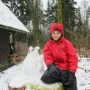 Ankunft Hütte mit Waldweihnacht