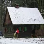 Hütte mit Waldweihnacht